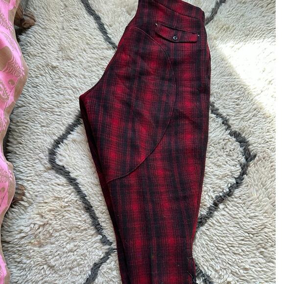 Vintage WOOLRICH Mackinaw Wool Hunting Pants Breech plaid Buffalo Oxblood USA - Picture 15 of 15
